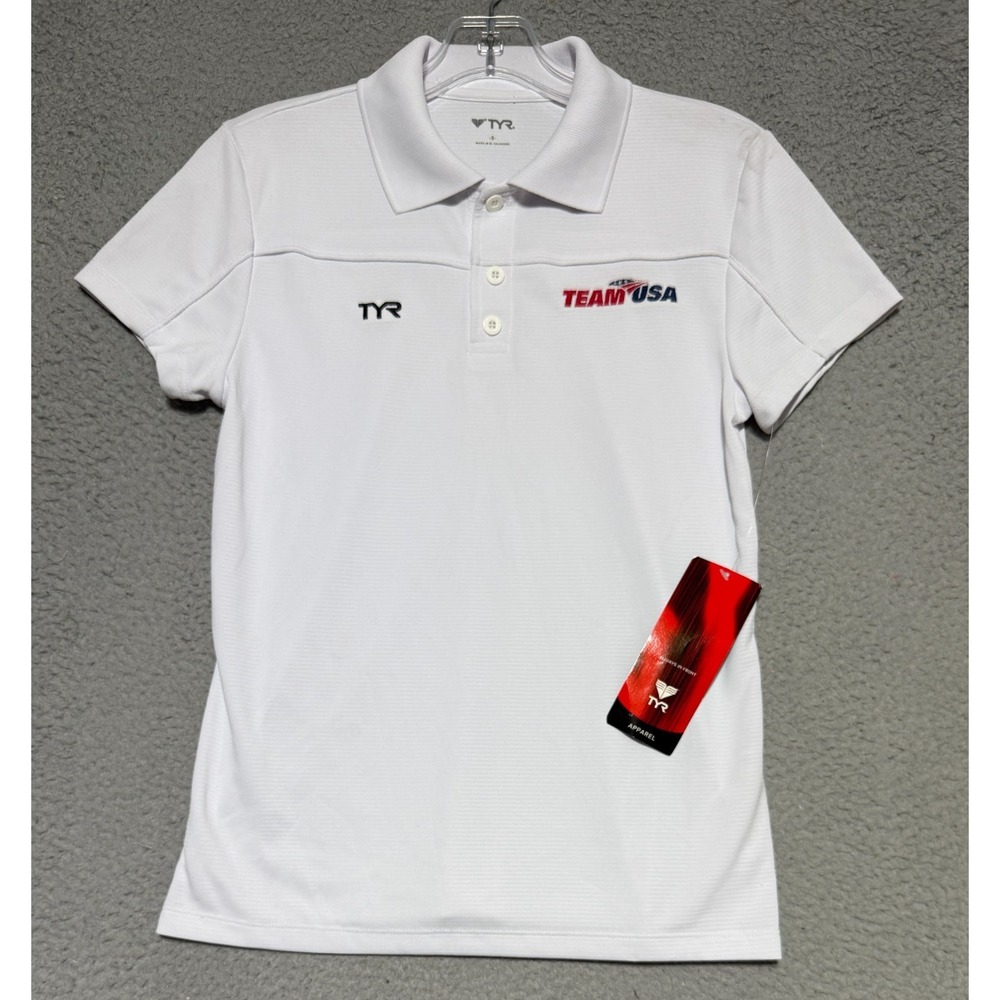 NEW TYR Tech Polo Shirt Team USA logo Womens Small White